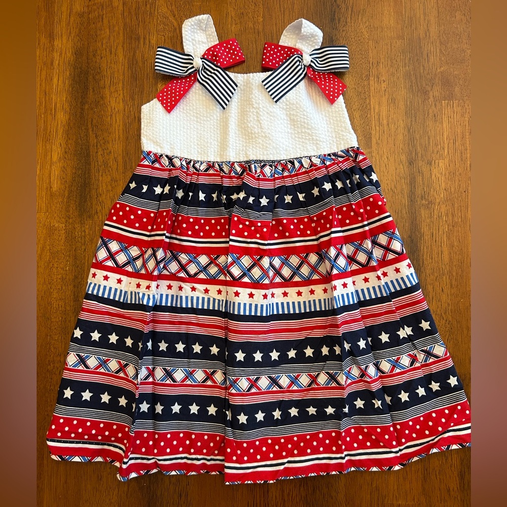 Patriotic Boutique Dress by Bonne Jean | Red White Blue Stars | Toddler Girl 4T - Picture 5 of 5